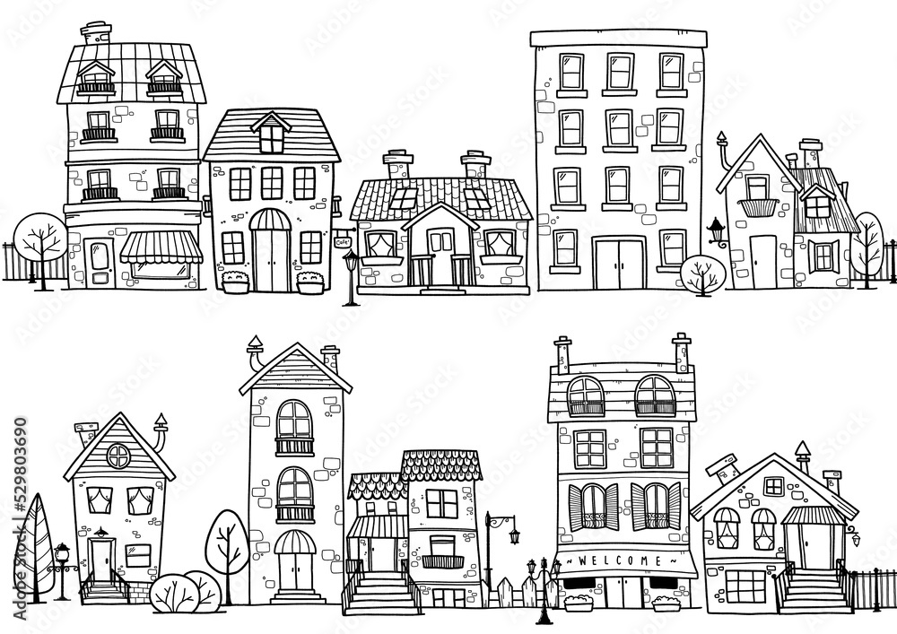 sketch of houses
