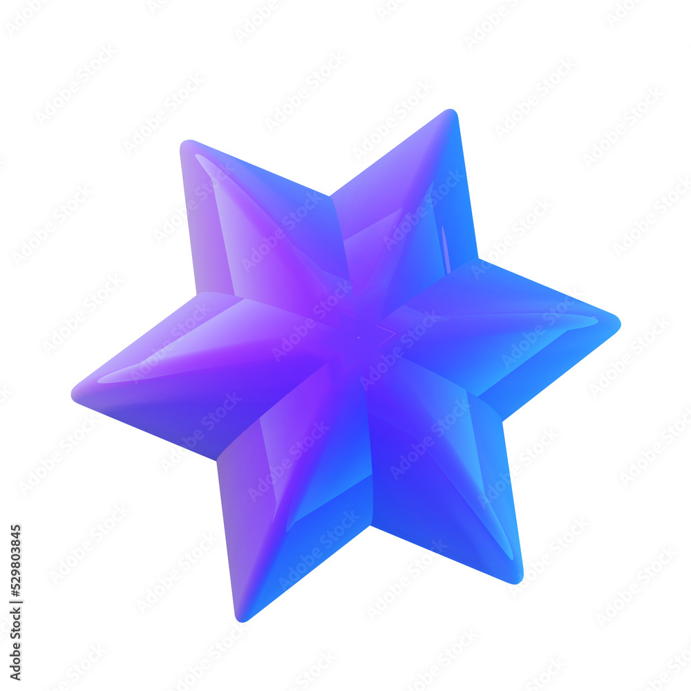 Trendy abstract star shape 3d png element. Futuristic geometric illustration Trendy abstract star shape 3d png element. Futuristic geometric illustration