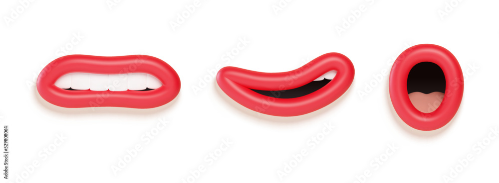 3d Lip sync character mouth animation. Lip sync for cartoon talking. Cartoon  talking mouth and lips expressions. Vector illustration Stock Vector |  Adobe Stock