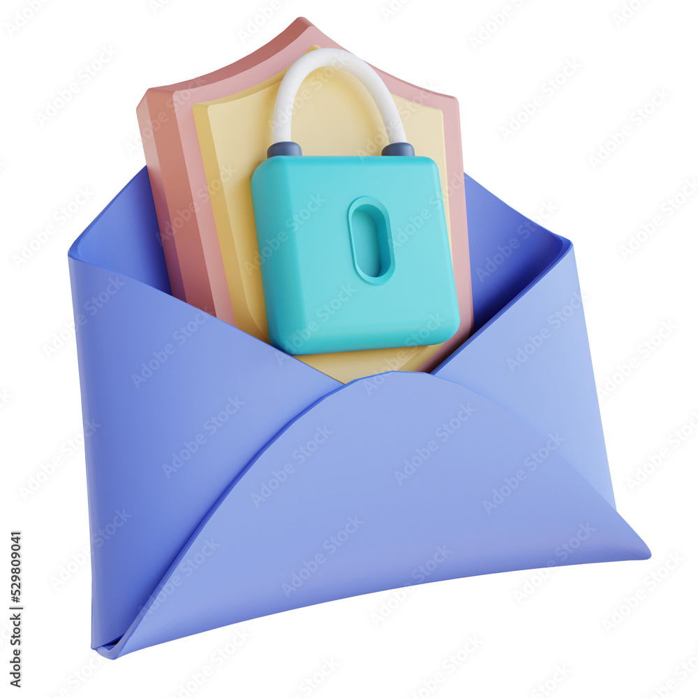 3D illustration security email 3D illustration security email