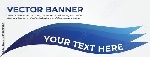 Abstract Blue Vector Banner with Wave Shapes and Wavy Text Effect Design