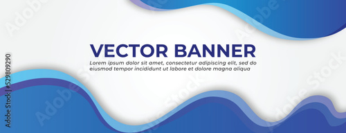 Blue Vector Banner with Waves Template Design