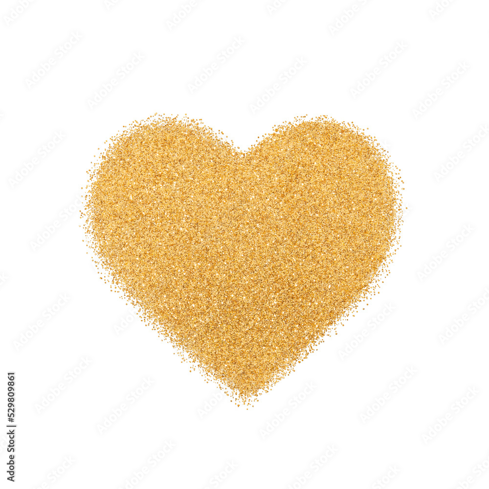 Heart shape made with golden glitter Heart shape made with golden glitter