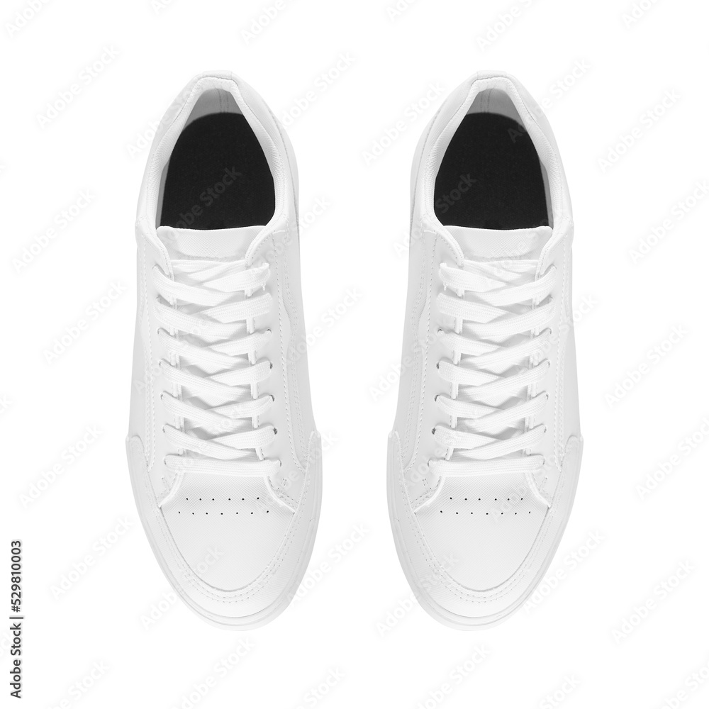 Mockup of basic white sneakers from above