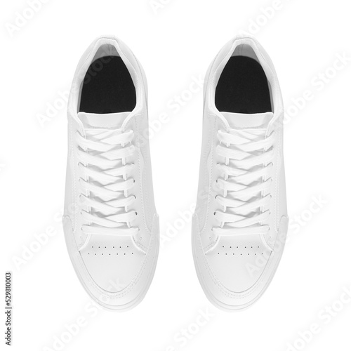 Mockup of basic white sneakers from above