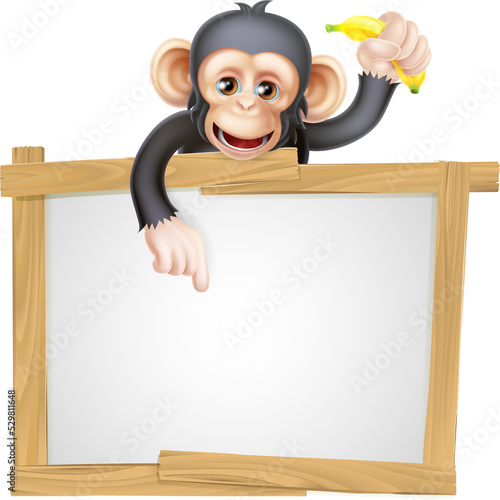 Cartoon Chimp Monnkey Sign