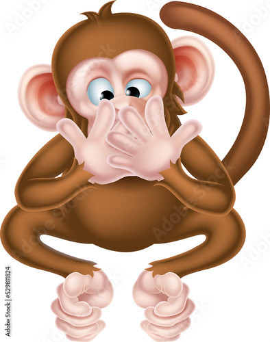 Speak No Evil Cartoon Wise Monkey