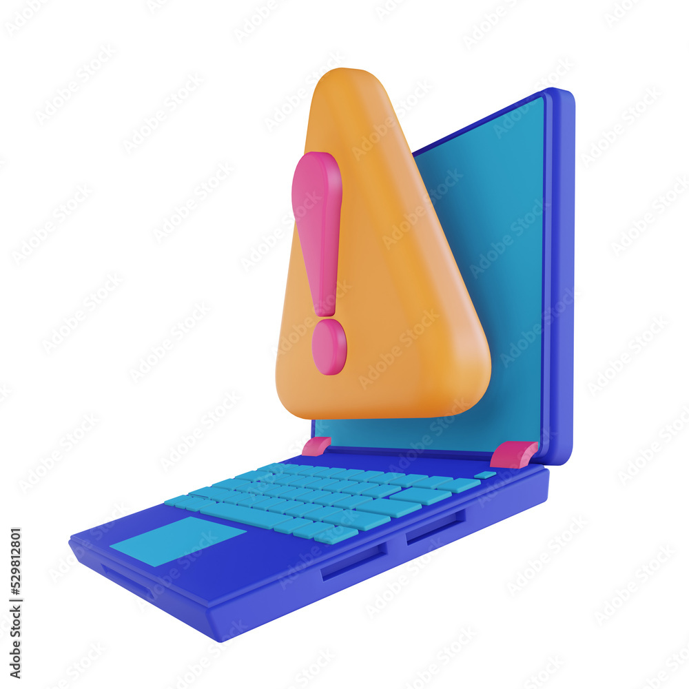 3D illustration laptop code error 3D illustration laptop code error