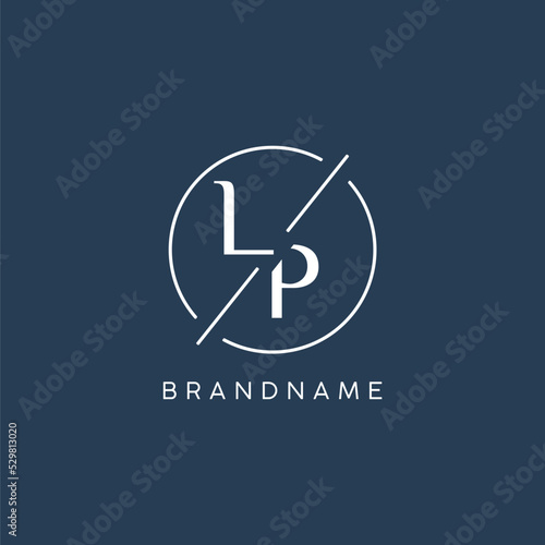 Initial letter LP logo monogram with circle line style