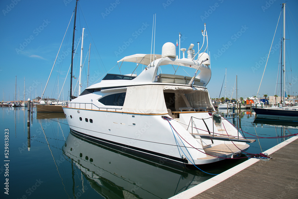 Luxury yacht mooring in a harbour