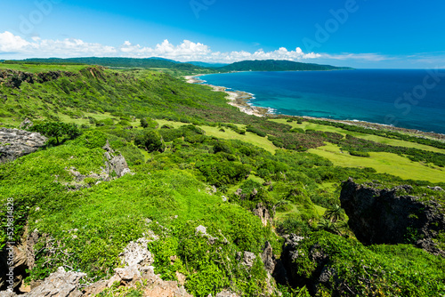 Beautiful view of Longpan Park and the Pacific Ocean in Kenting National Park, Pingtung County, Taiwan. photo