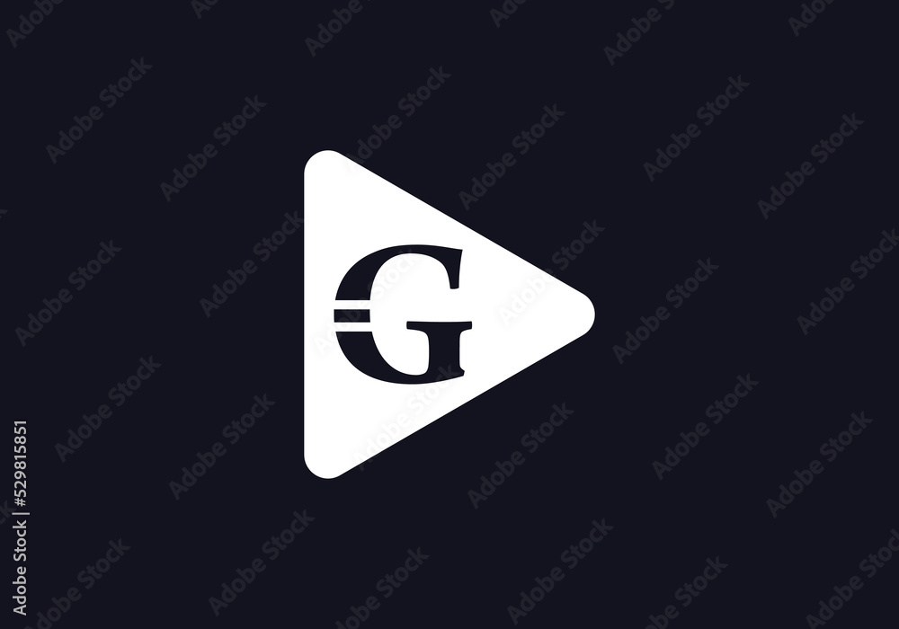 Music and video play button icon design vector with letters G Music and video play button icon design vector with letters G