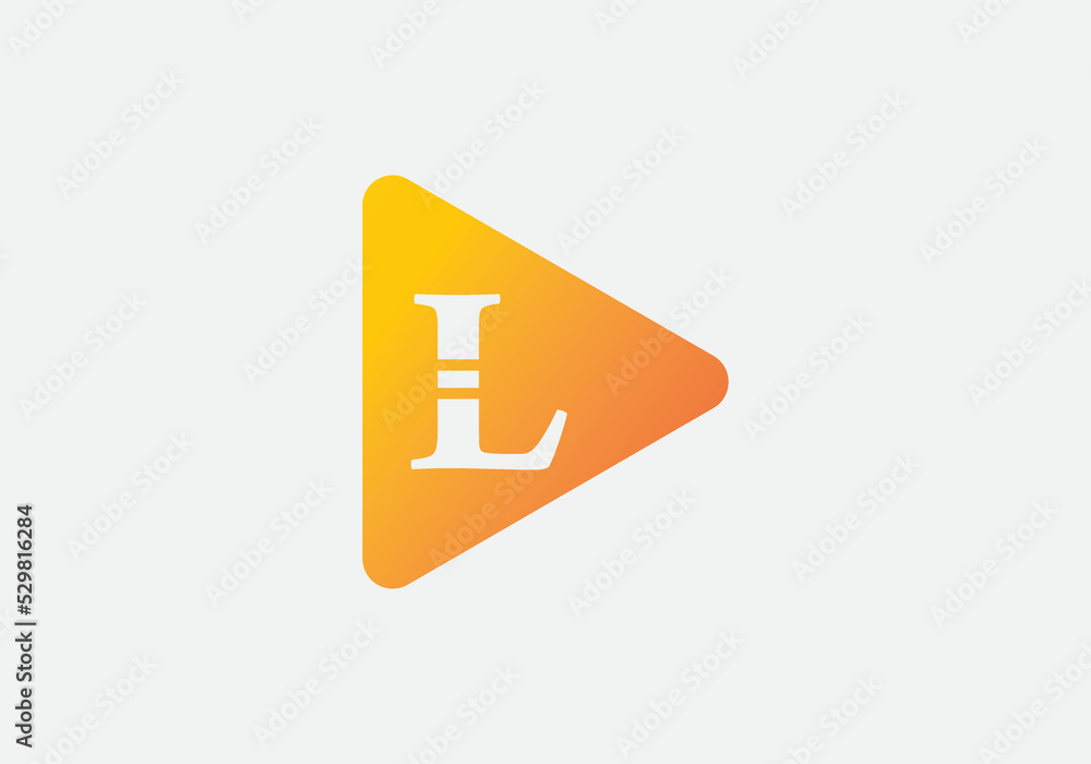 Music and video play button icon design vector with letters L Music and video play button icon design vector with letters L