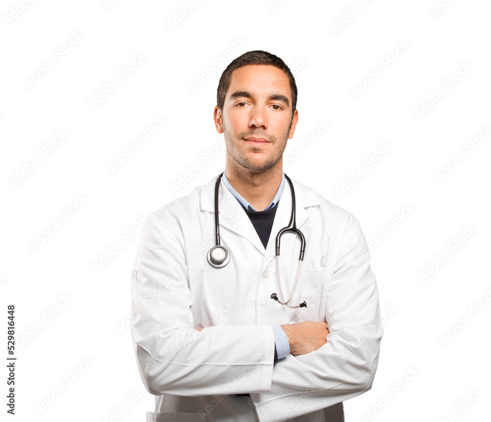 Confident doctor against white background Confident doctor against white background