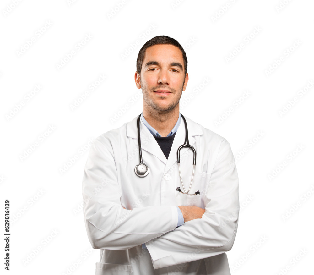 Confident doctor against white background Confident doctor against white background