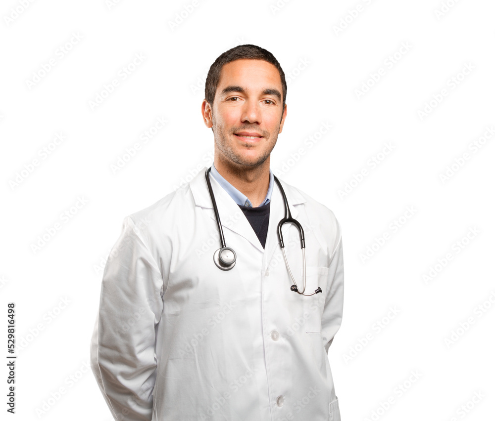 Confident doctor against white background Confident doctor against white background
