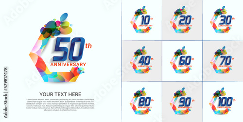 set of anniversary with colorful color can be use for celebration moment