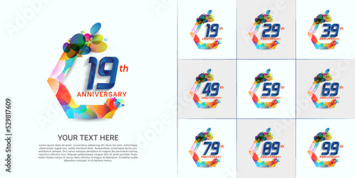 set of anniversary with colorful color can be use for celebration moment
