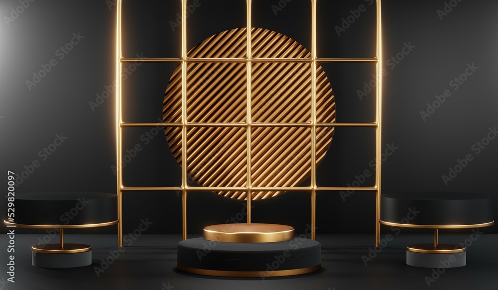 3D rendering of blank product background for cream cosmetics Modern black podium background 3D rendering of blank product background for cream cosmetics Modern black podium background