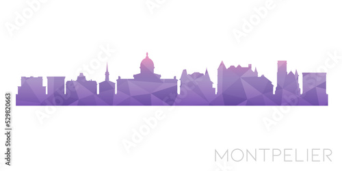Montpelier  VT  USA Low Poly Skyline Clip Art City Design. Geometric Polygon Graphic Horizon Icon. Vector Illustration Symbol.