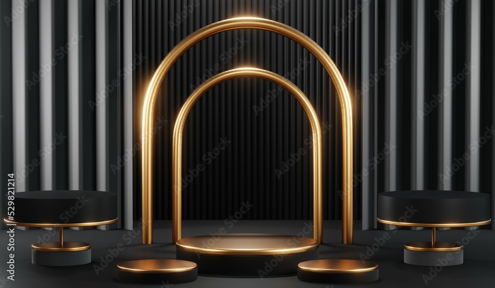 3D rendering of blank product background for cream cosmetics Modern black podium background 3D rendering of blank product background for cream cosmetics Modern black podium background