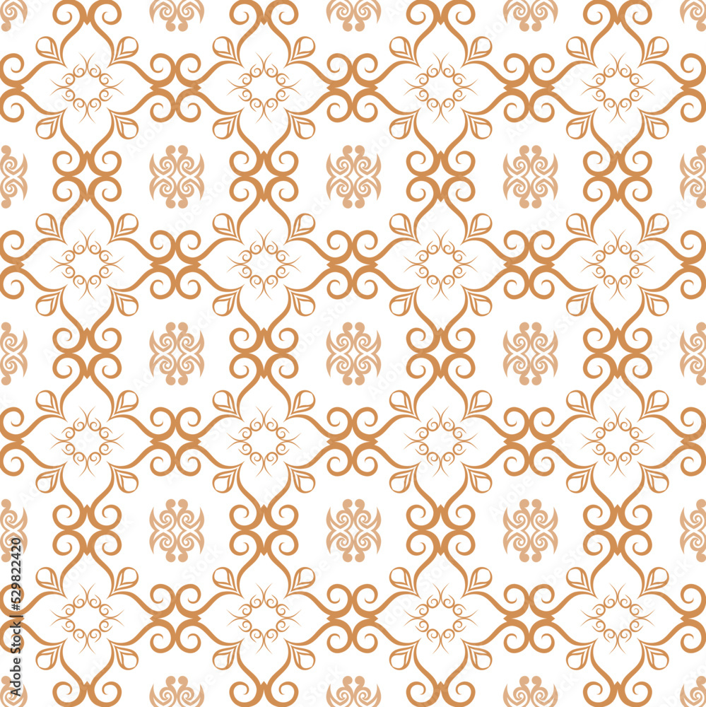 Golden ornamental seamless pattern for decor, print, wallpaper, background