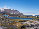 The charming town of Qeqertarsuaq (formerly Godhavn) on the south coast of Disko Island, Western Greenland.