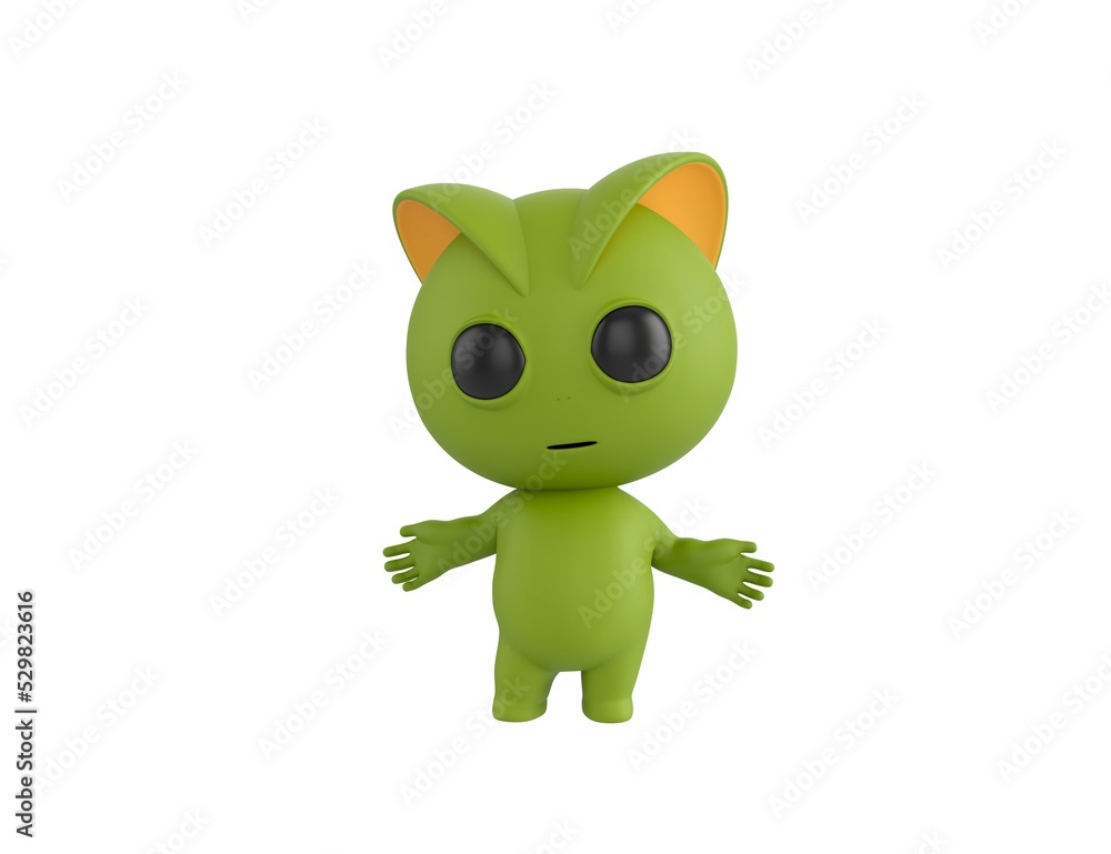Green Monster character spreading his hands in 3d rendering. Green Monster character spreading his hands in 3d rendering.