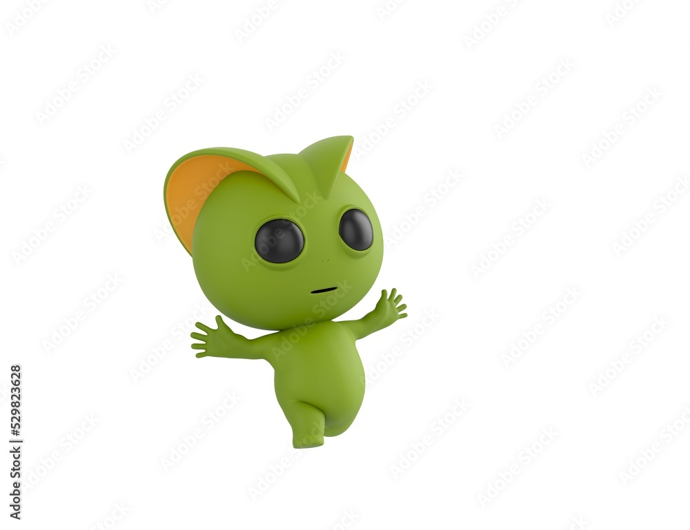 Green Monster character running happily in 3d rendering. Green Monster character running happily in 3d rendering.