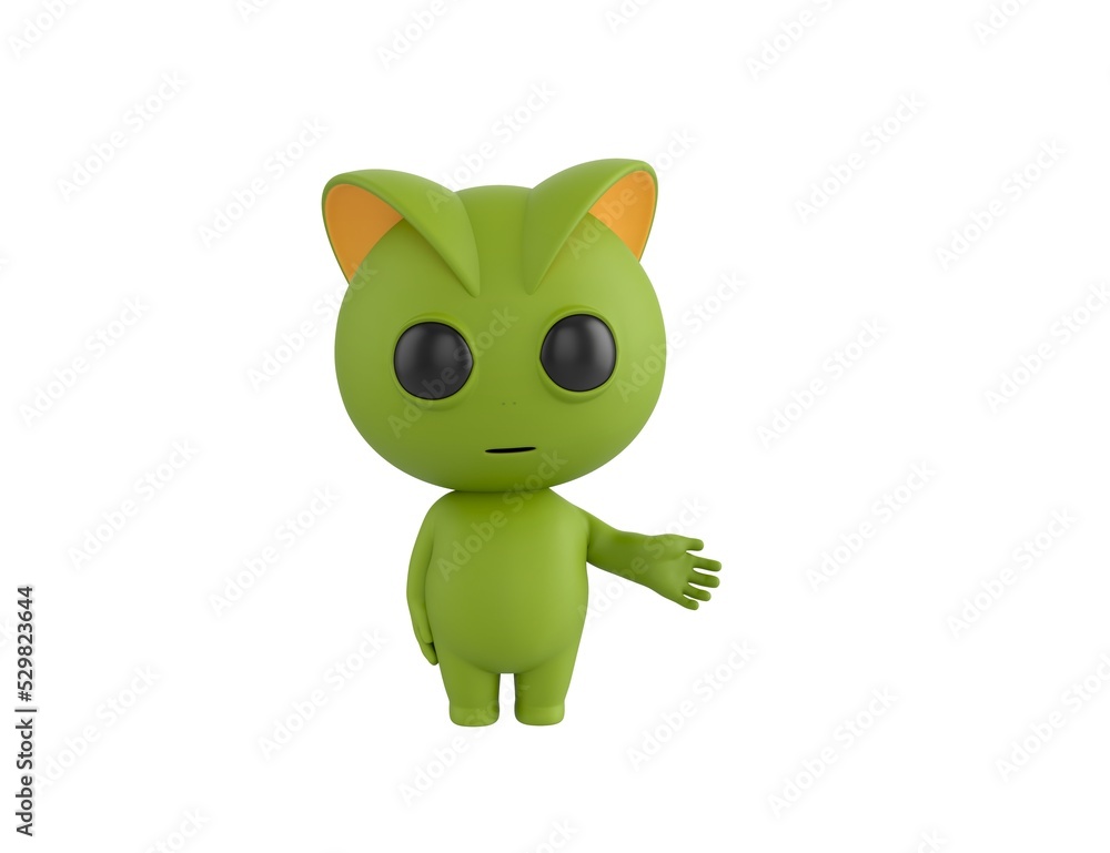 Green Monster character giving his hand in 3d rendering. Green Monster character giving his hand in 3d rendering.