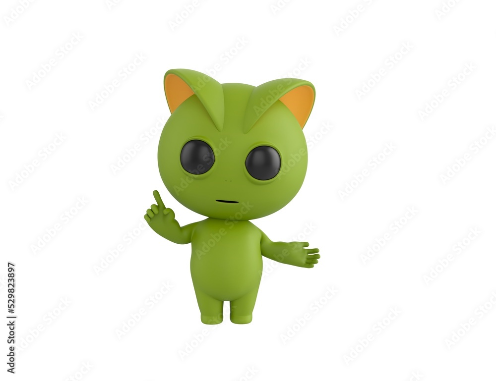 Green Monster character giving information in 3d rendering. Green Monster character giving information in 3d rendering.