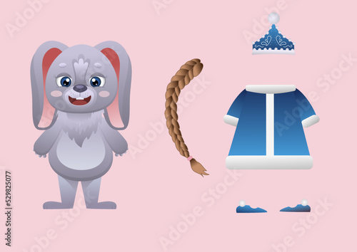 New Year's costumes, disguised hare, snow maiden