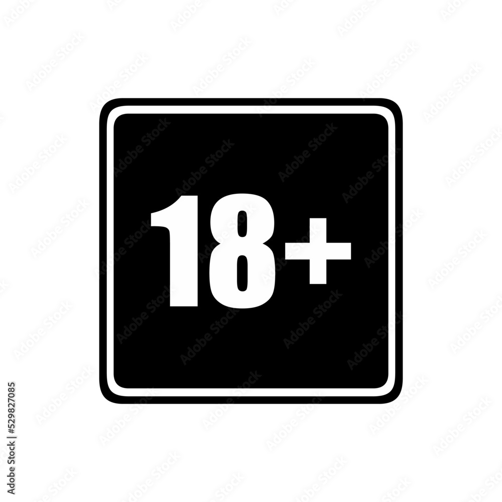 Sign of Adult Only Icon Symbol for Eighteen Plus (18+) and Twenty One Plus (21+) Age. Vector Illustration Sign of Adult Only Icon Symbol for Eighteen Plus (18+) and Twenty One Plus (21+) Age. Vector Illustration