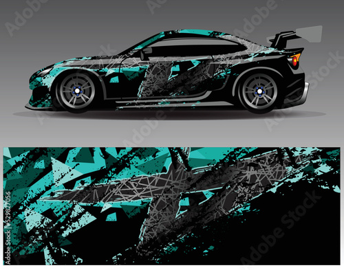 Car wrap design vector. Graphic abstract stripe racing background kit designs for wrap vehicle  race car  rally  adventure and livery