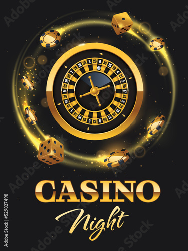 Casino Night Flyer with roulette wheel