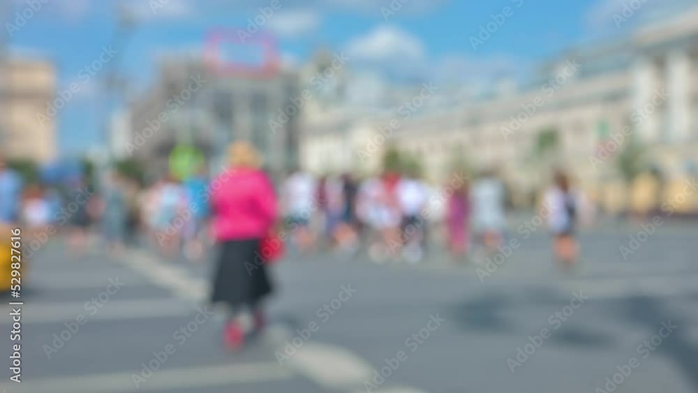 Walking crowd of people in rush hour with blur effect. Out of focus video Walking crowd of people in rush hour with blur effect. Out of focus video
