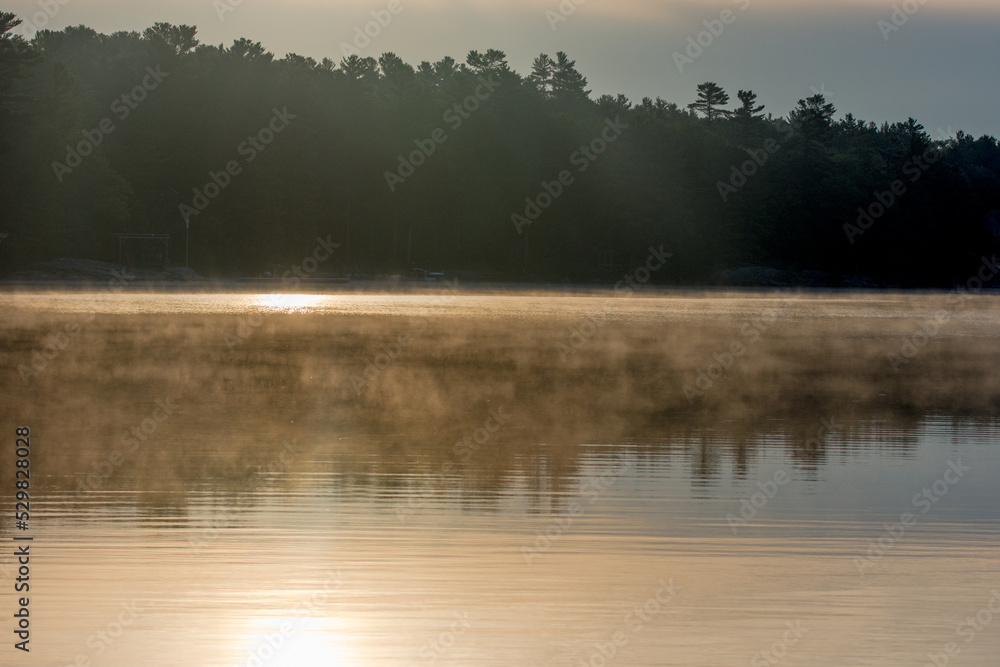 Fototapeta premium Morning sun on the lake