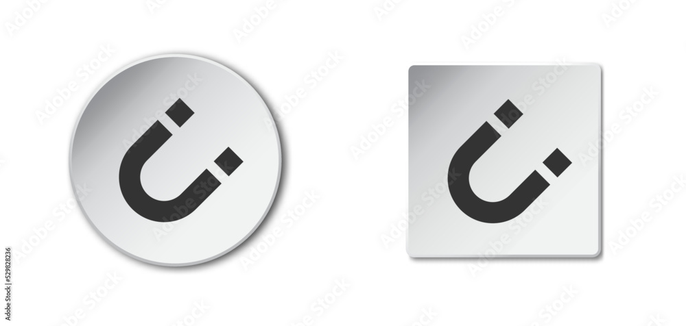 Magnet icon. Badge with magnet symbol. Flat vector illustration. Magnet icon. Badge with magnet symbol. Flat vector illustration.