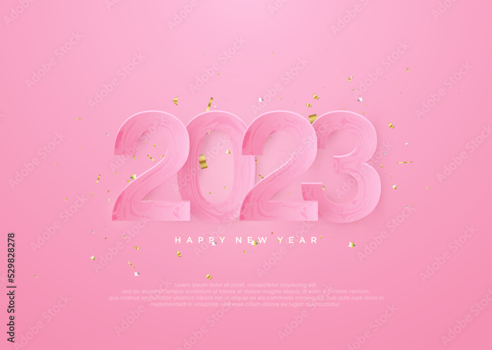 Happy new year 2023, soft and beautiful pink paper cut.