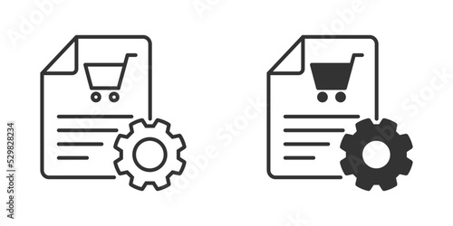 Cart with gear. Procurement icon. Order, purchase processing symbol. Vector illustration.