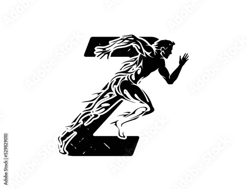 runner logo with letter Z, sports and fitness logo © Mubashar