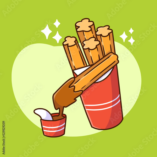 crunchy and crispy churros yummy snack collection doodle illustration