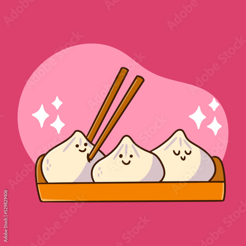 fluffy dumpling yummy snack collection doodle illustration photo