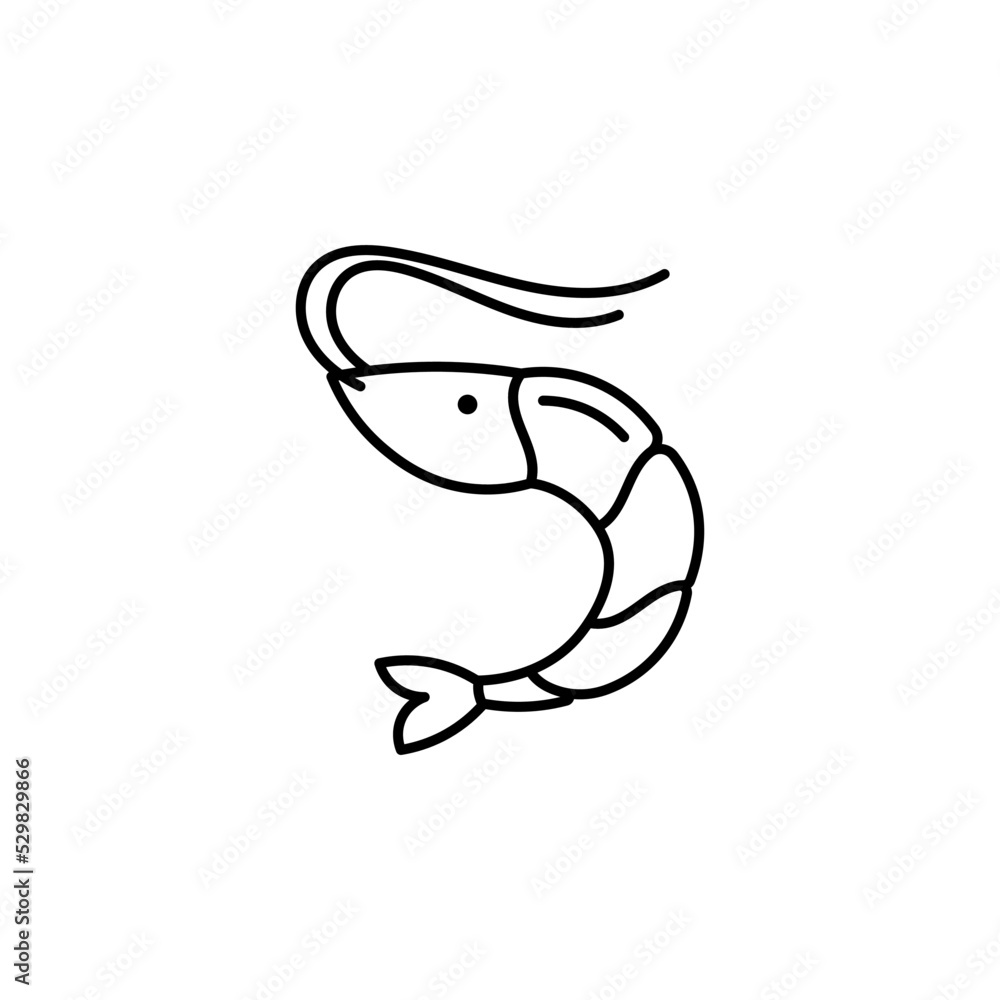 Shrimp line art icon design template vector illustration Shrimp line art icon design template vector illustration