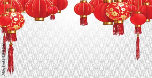 Chinese New Year. Set of Chinese lanterns on a white background. Highly realistic illustration.
