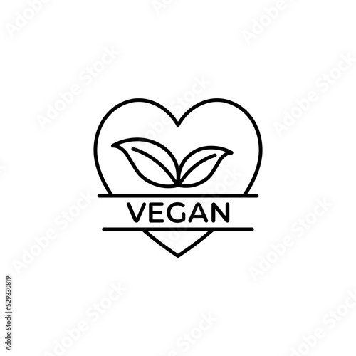 Vegan line art icon design template vector illustration