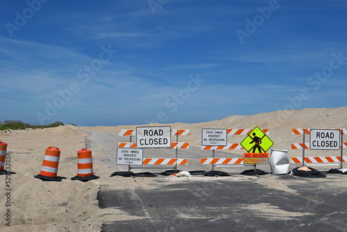 Two miles of Rt 12 north of Rodanthe is closed and replaced by a bridge due to erosion and over wash. The road will be removed and returned to nature.