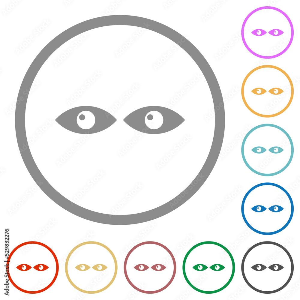 Watching eyes solid flat icons with outlines Watching eyes solid flat icons with outlines