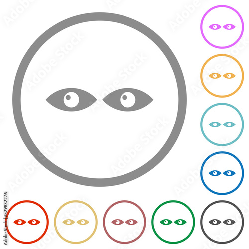 Watching eyes solid flat icons with outlines