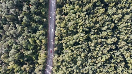 ultra hd video footage 4k Aerial drone view of the forest road The quadcopter flies over the deep woods